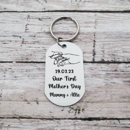 Our First Mother's Day Personalised Photo Keychain Custom Date & Text Keychain Holding Hands Gifts For Mother-Jessemade AU
