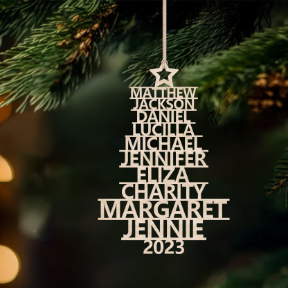 10 Names - Personalised Christmas Tree Ornaments Customised Name Xmas Wooden Decor Gifts for Family Friends-Jessemade AU