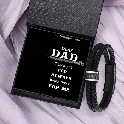 1 Name - Men's Leather Bracelet Custom Names Beaded Bracelet Adjustable Personalised Gift for Him-Jessemade AU