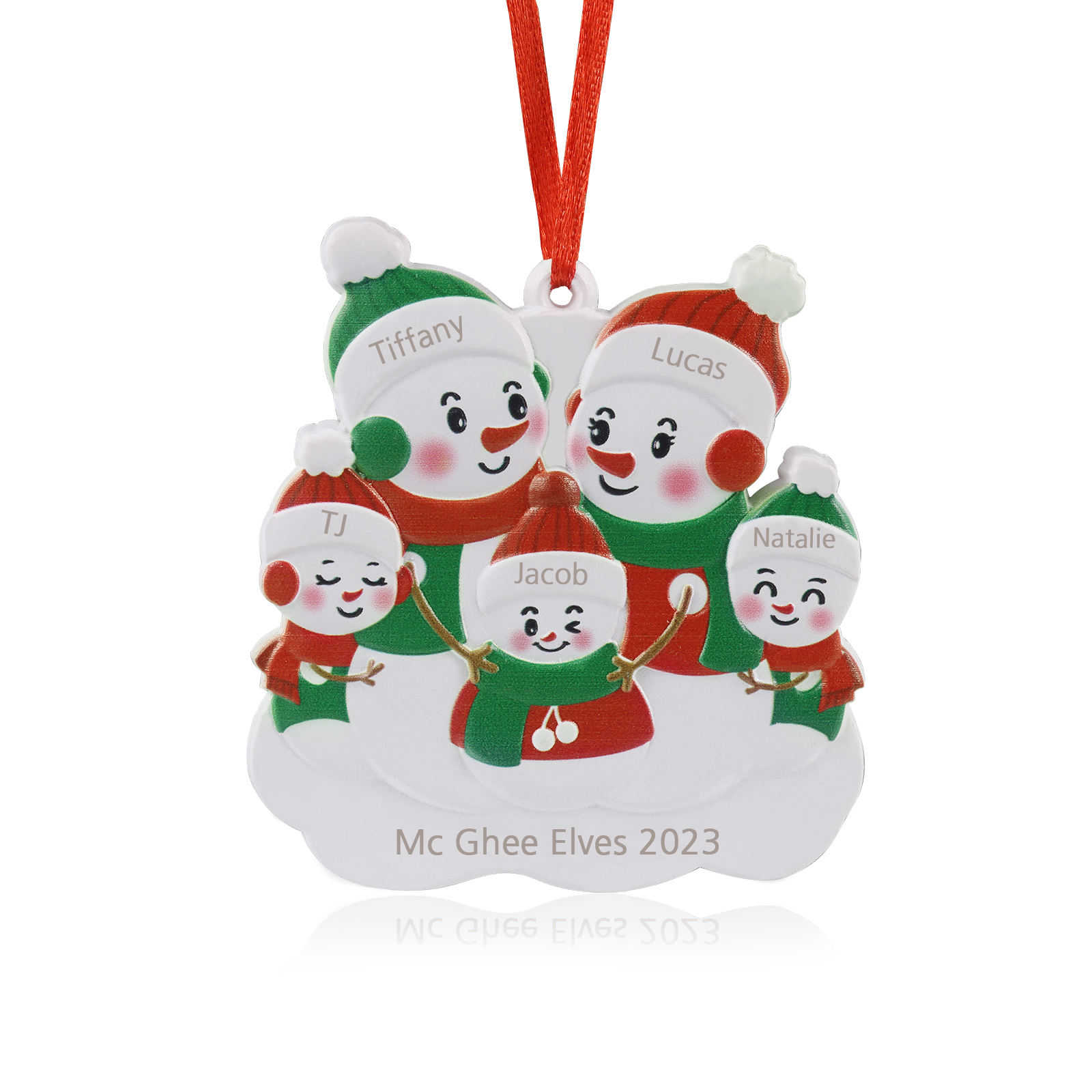 Personalised 5 Names & Text Snowman Christmas Ornament Resin Christmas Tree Pendant for Family-Jessemade AU