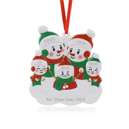 Personalised 5 Names & Text Snowman Christmas Ornament Resin Christmas Tree Pendant for Family-Jessemade AU