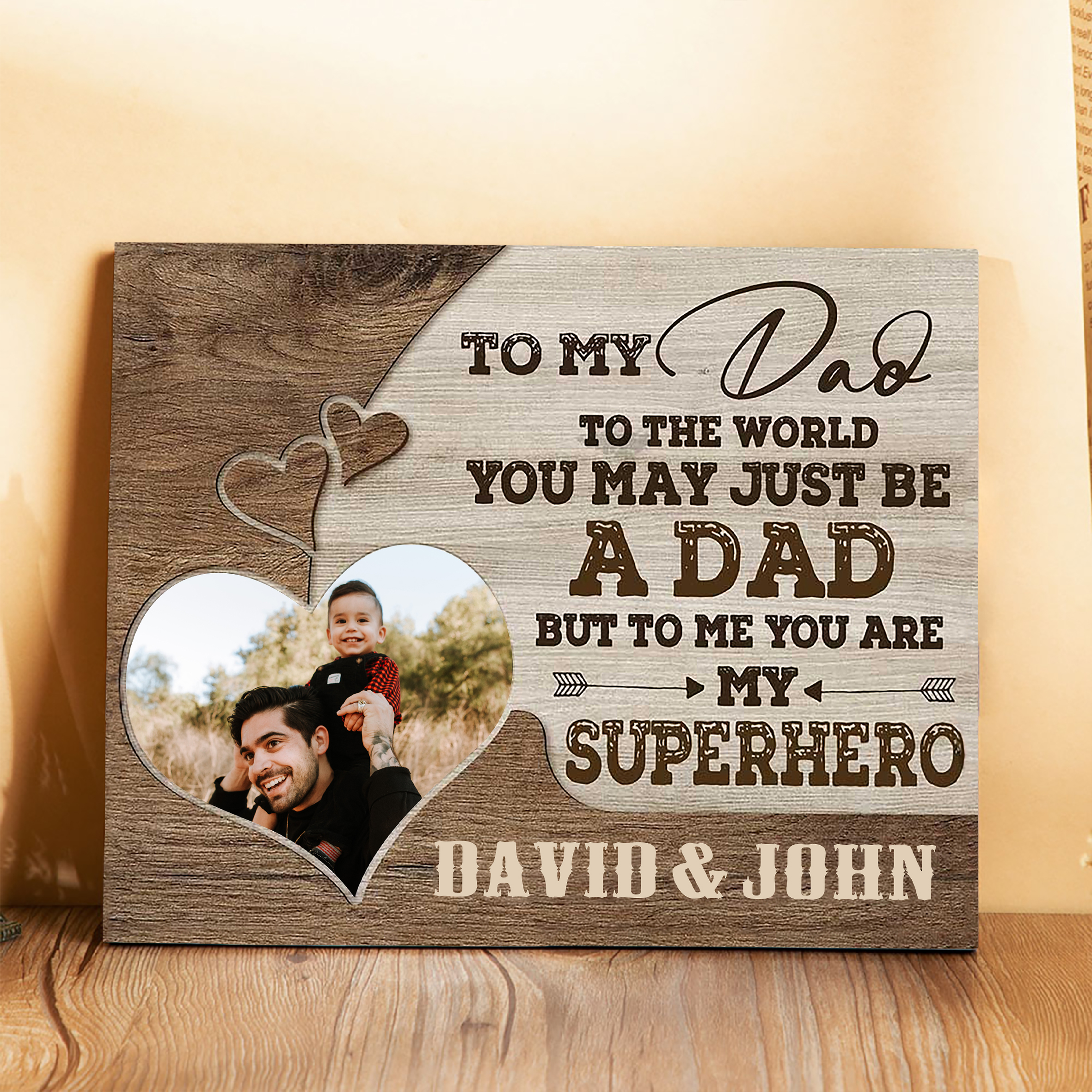 To My Dad Personalised Photo Frame Wood Signs Keepsake-YOU ARE MY SUPERHERO-Jessemade AU