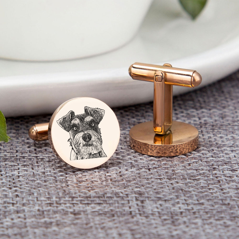 Personalised Men's Cufflinks Custom 2 Photos Circle Metal Cufflinks Pet Photo Memorial Gift-Jessemade AU