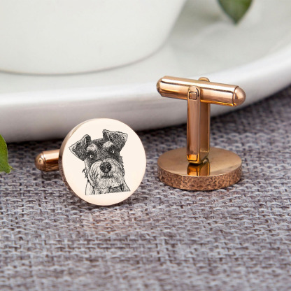 Personalised Men's Cufflinks Custom 2 Photos Circle Metal Cufflinks Pet Photo Memorial Gift-Jessemade AU