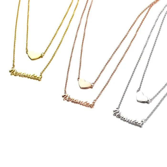 2 layered Name Neckace With Heart-Jessemade AU
