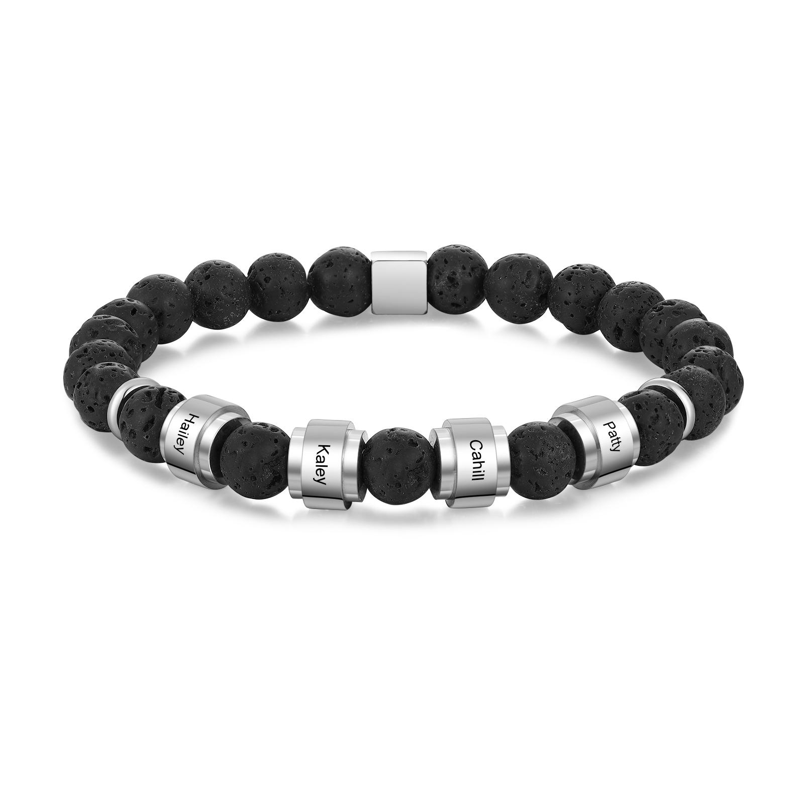 Personalised Lava Rock Bracelet with 4 Names Men's Bracelet Gifts For Him-Jessemade AU