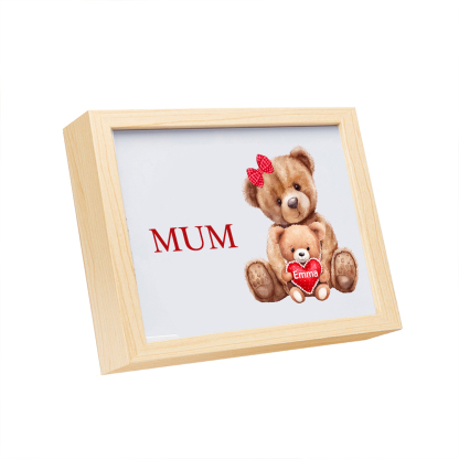 Personalised Frame Night Light Custom 1 Text  & 1 Name Teddy Bears Family Ornament Gifts for Mother/Grandma-Jessemade AU