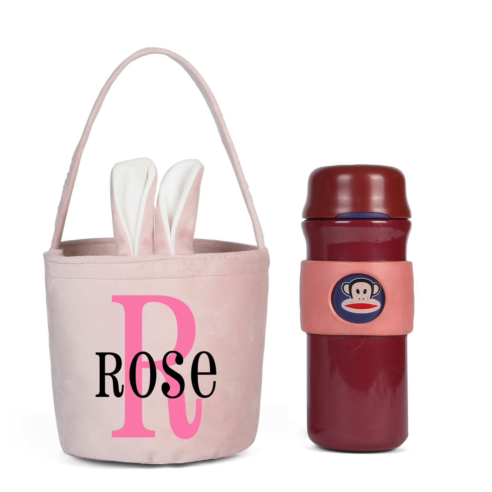 Personalised Bunny Tote Bag Custom Name & Letter Bunny Basket Bucket Bag Easter Gifts-Jessemade AU