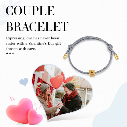 Grey Couple's Bracelet Custom Letter Engraved Beads Stainless Steel Bracelet Personalised Gift for Him/Her-Jessemade AU
