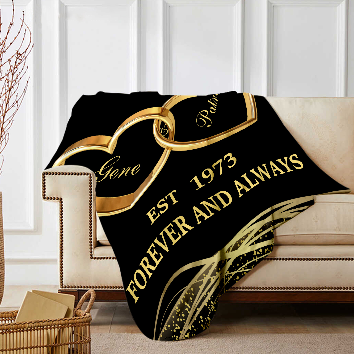 Personalised Couple Blanket Customised 2 Names & Date Blanket Heart Valentine's Day Anniversary Gift for Couples-Jessemade AU