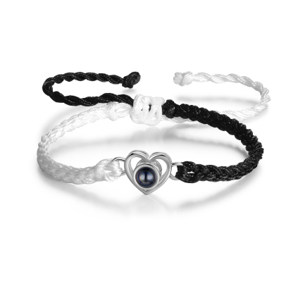 Personalised Heart Projection Bracelet Customised Photo Bracelet Adjustable Bracelet Gift for Couples/Family/Friends-Jessemade AU