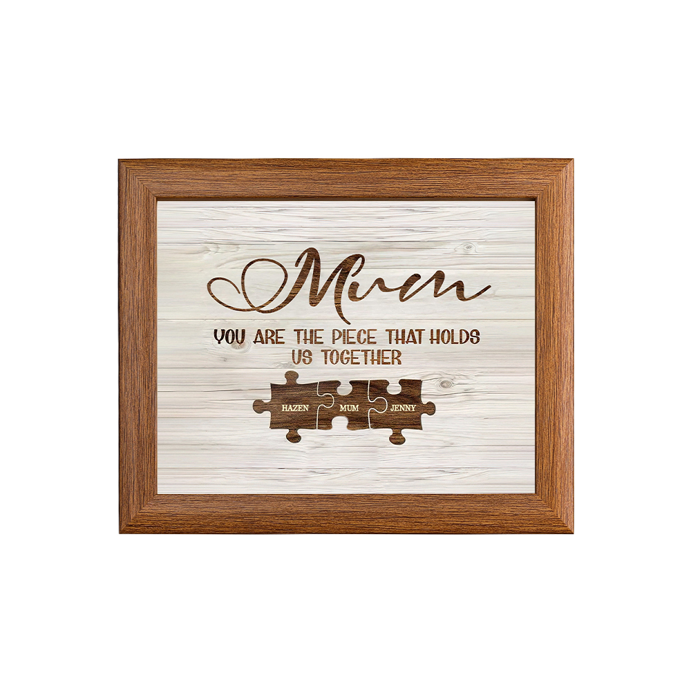 Personalised Mum Puzzle Picture Frame With Light Custom 3 Names Decor Gifts For Mother - You are the piece that holds us together-Jessemade AU