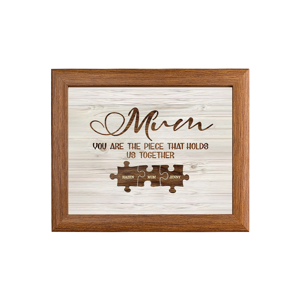 Personalised Mum Puzzle Picture Frame With Light Custom 3 Names Decor Gifts For Mother - You are the piece that holds us together-Jessemade AU