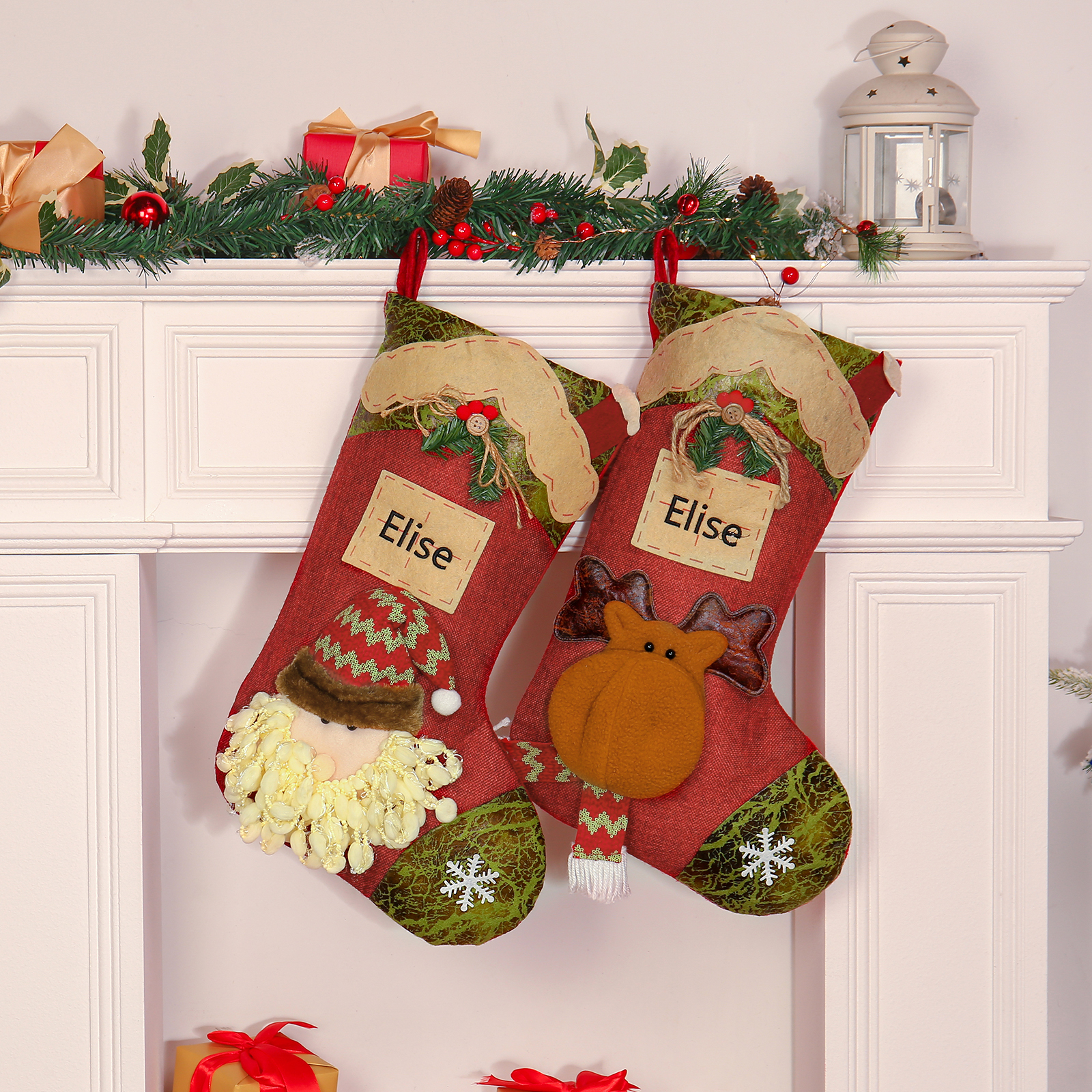 Personalised Christmas Stockings Ornaments Custom 1 Name Christmas Sock Gifts for Family Friends-Jessemade AU
