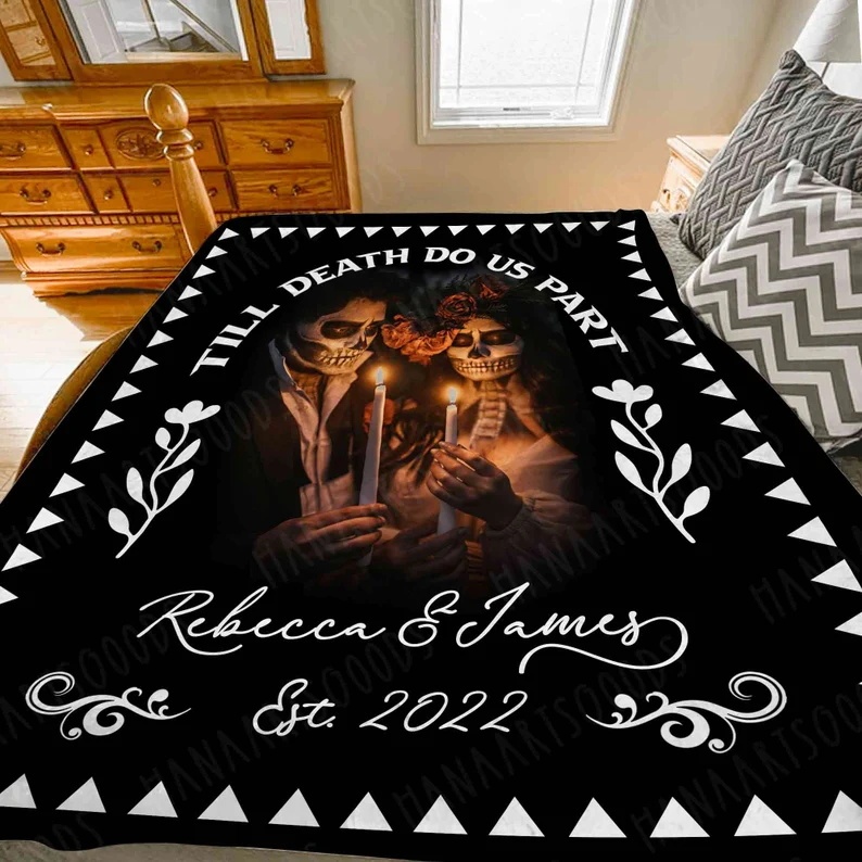 "The Death Do Us Apart" Halloween Blanket Personalised Blanket Couple Blanket-Jessemade AU