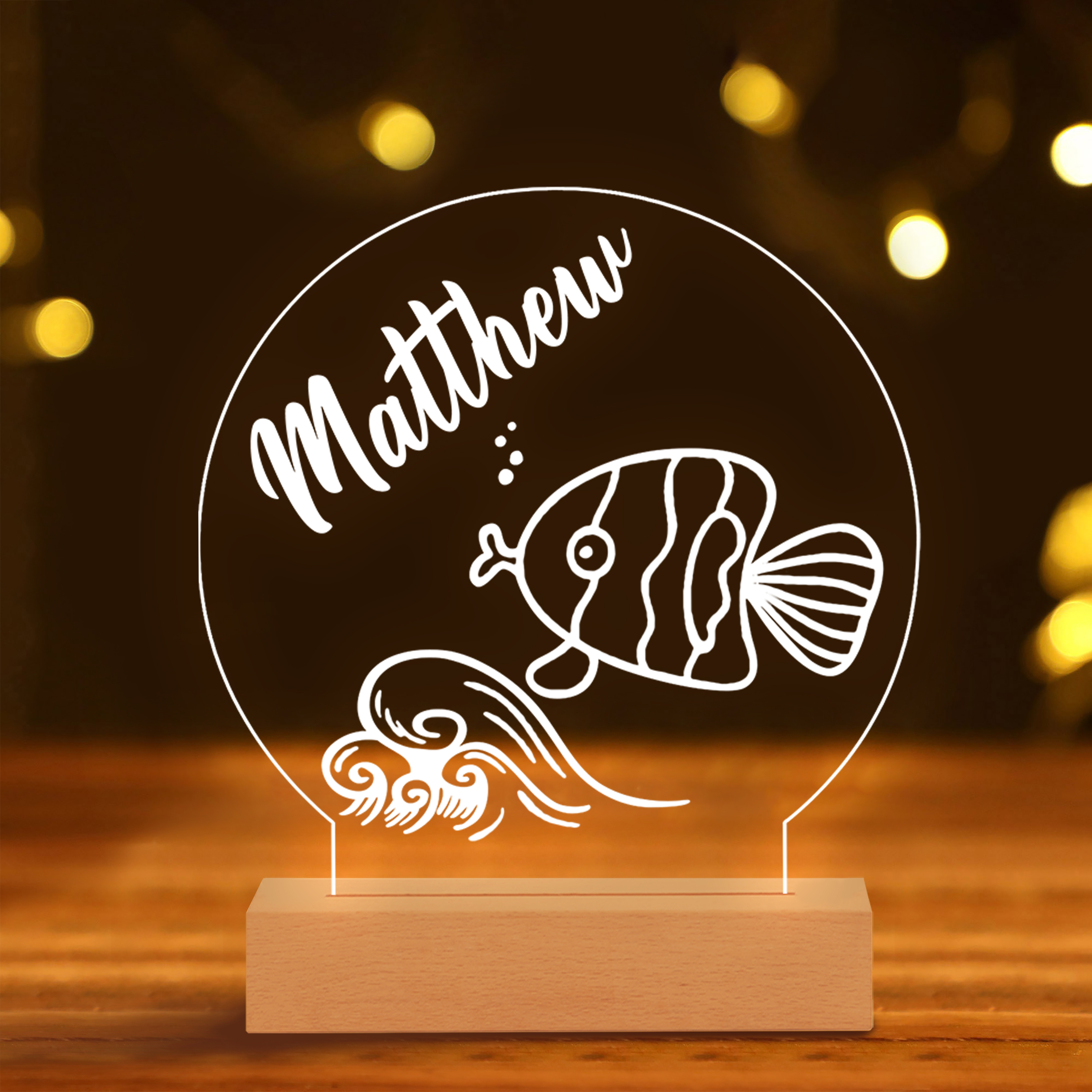 Fish Night Light Personalised Name LED Lamp Custom Animal Night Light Gifts For Kids-Jessemade AU