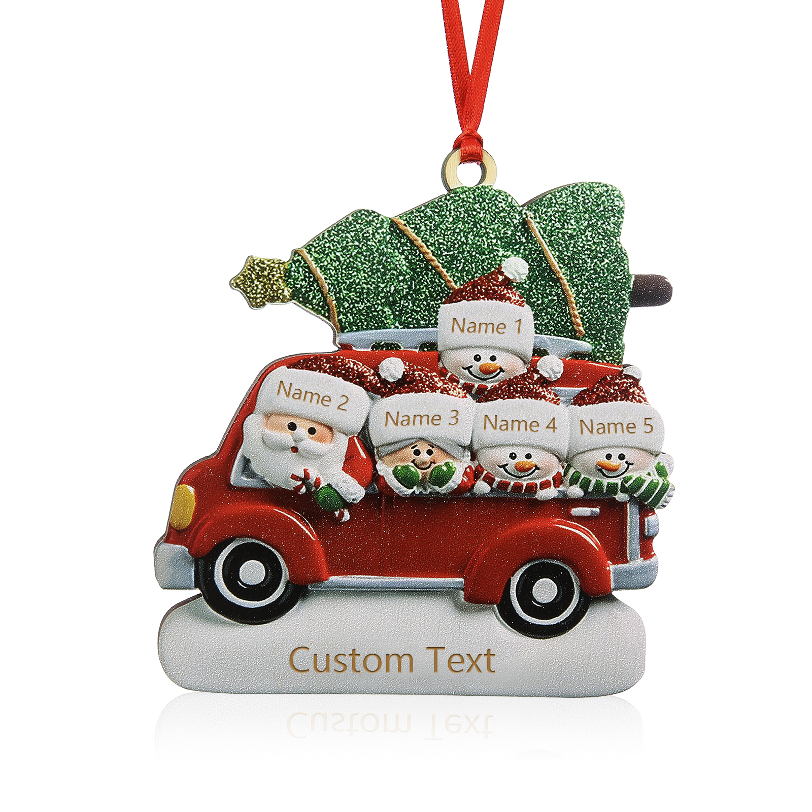 5 Names - Personalised Christmas Snowman Ornament Customised Names & Text Wooden Car Hanging Ornaments Christmas Gift for Family-Jessemade AU