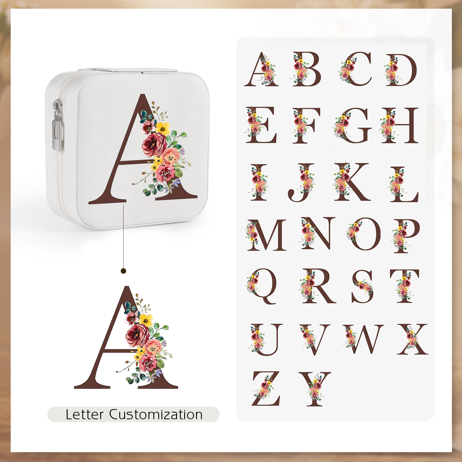 Custom Letter Jewelry Gift Box Personalised Travel Jewelry Box Gift for Women Girls-Jessemade AU