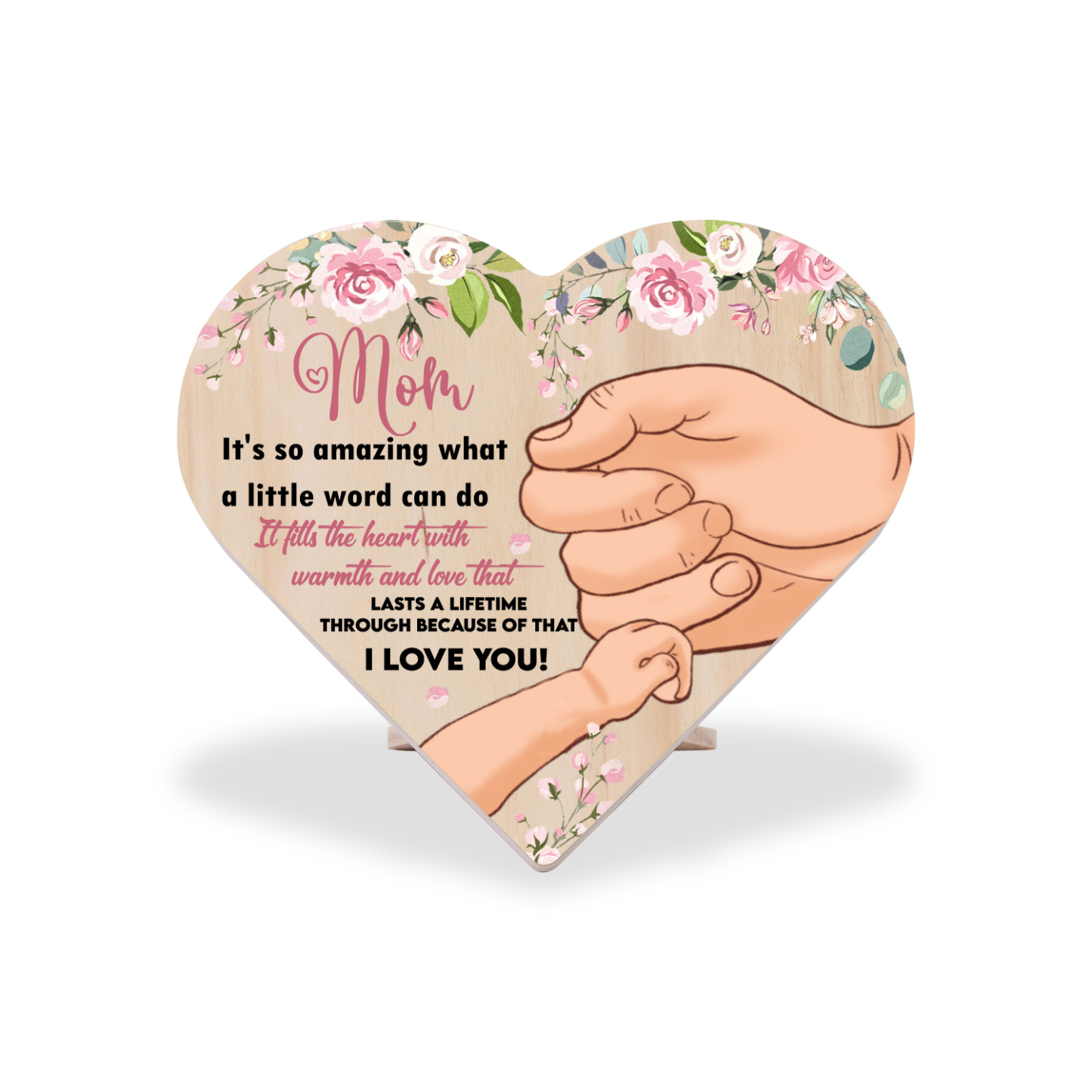 To My Amazing Mom I LOVE YOU Wooden Flowers Heart Keepsake Desktop Ornament Mothers Gifts-Jessemade AU