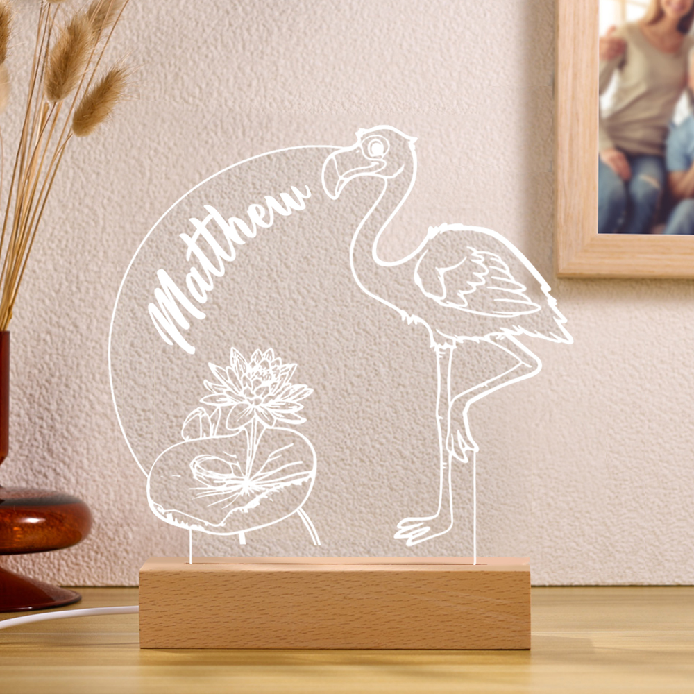 Flamingo Night Light Personalised Name LED Lamp Custom Animal Night Light Gifts For Kids-Jessemade AU