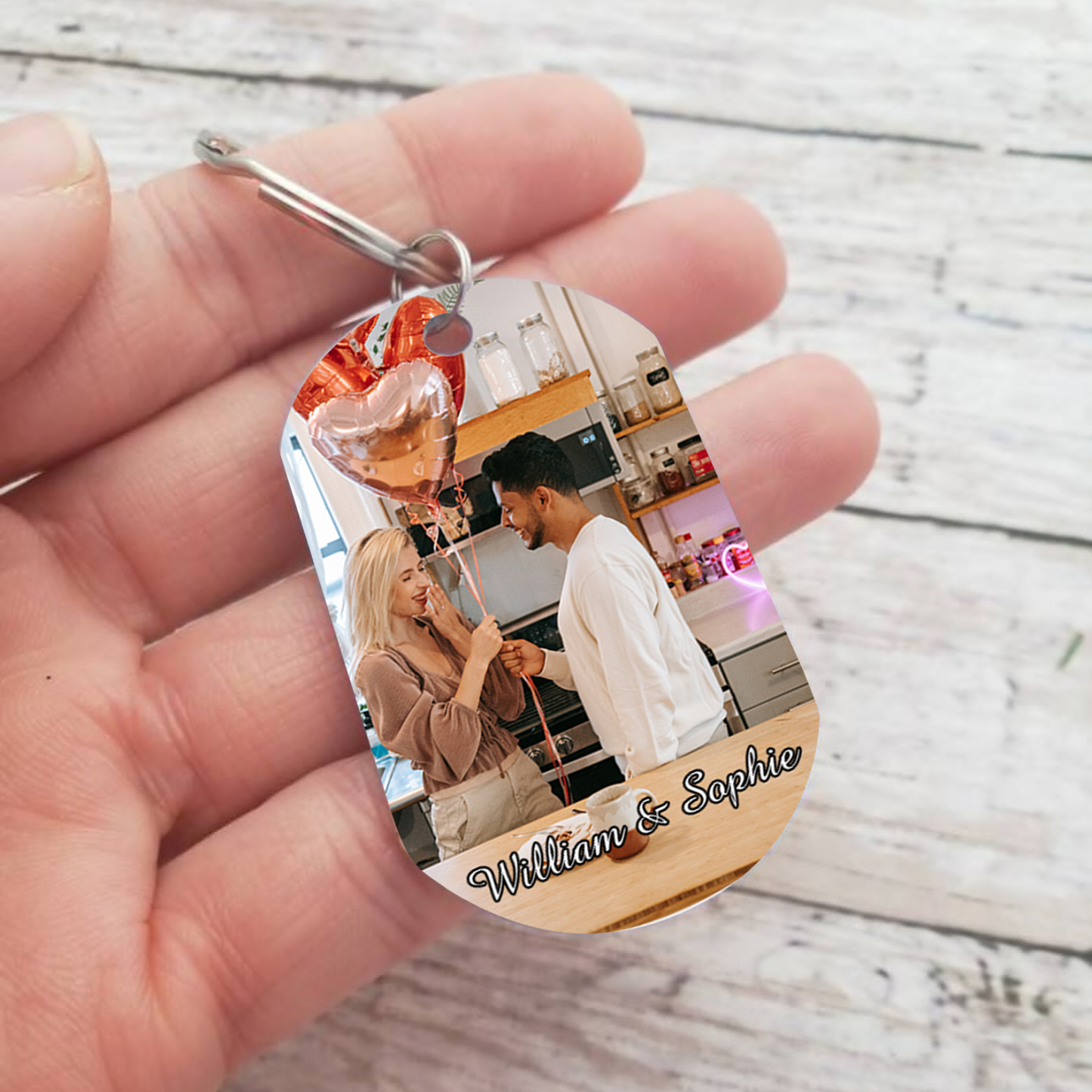 Personalised Couple Photo Keychain Customised 2 Names Keyring Valentine's Day Gifts - God Blessed the Broken Road that Led Me Straight To You-Jessemade AU