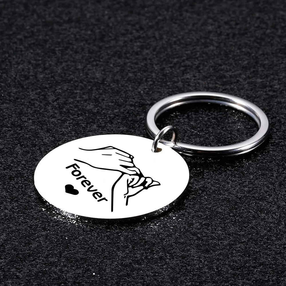 Pinky Swear Personalised Round Keychain Custom Text Keyring Gift For Friend/Sister/Bestie-Jessemade AU