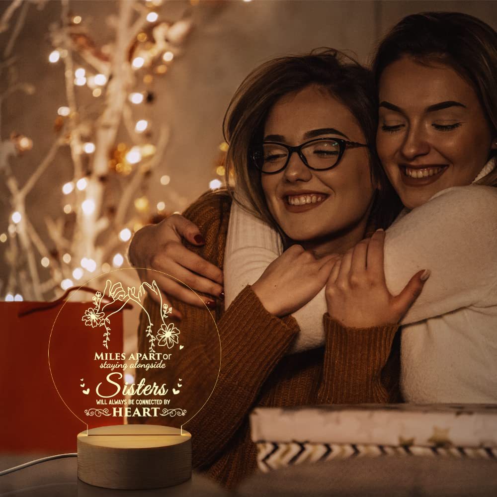 To My Sister - Sisters will always be connected by heart Night Light LED Lamp Bedroom Decoration For Sister-Jessemade AU