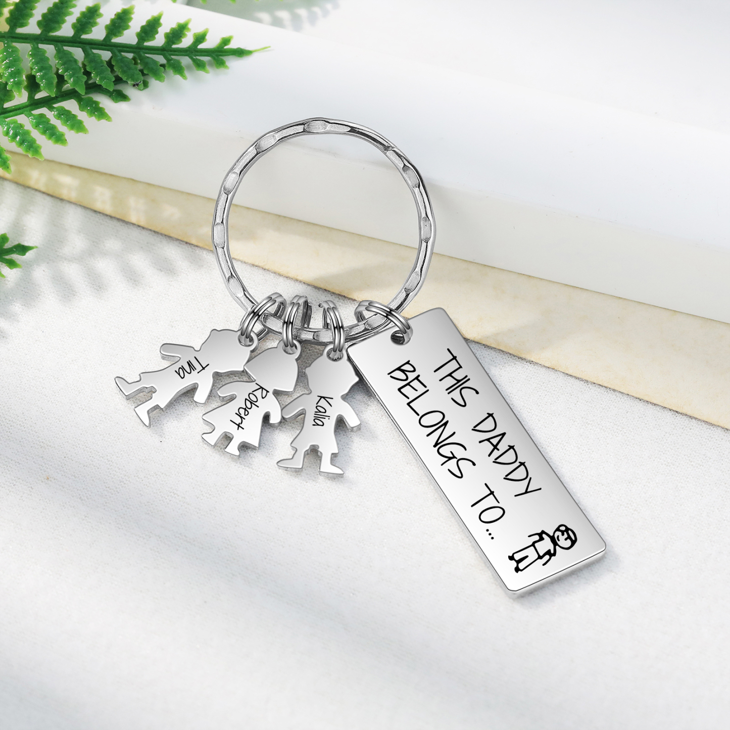 Personalised Keychain with 3 Kid Charms Father's Day Gift "This Daddy Belongs To" Custom Family Keyring-Jessemade AU