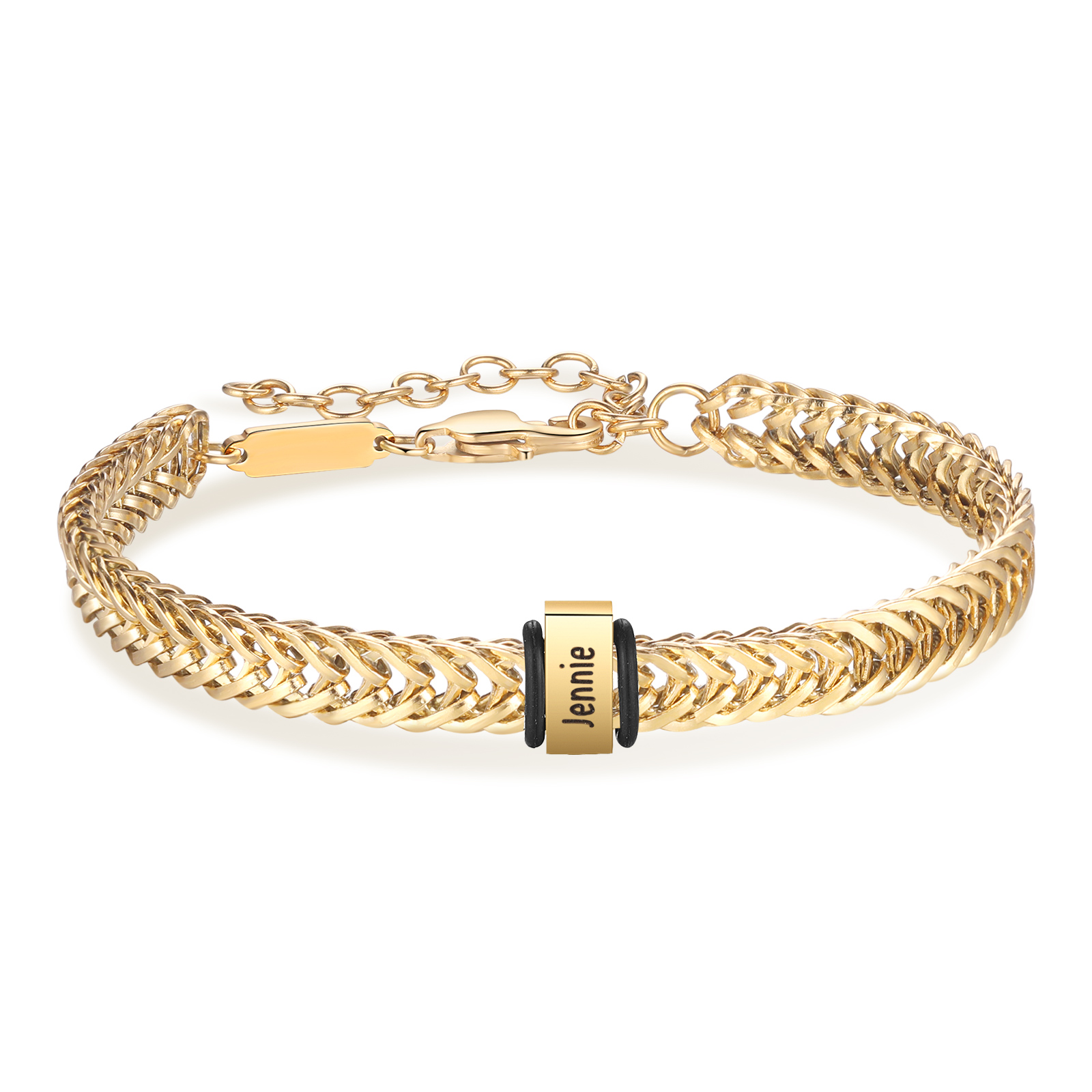 Personalised Men's Beaded Bracelet Custom 2 Names Adjustable Bracelets Stainless Steel Gifts for Him-Jessemade AU