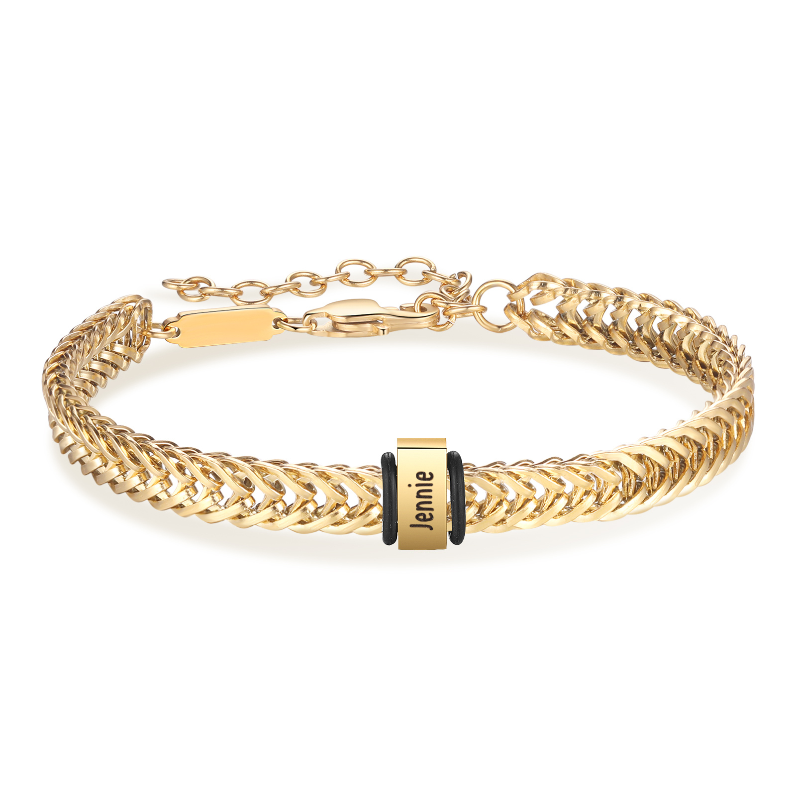 Personalised Men's Beaded Bracelet Custom 2 Names Adjustable Bracelets Stainless Steel Gifts for Him-Jessemade AU