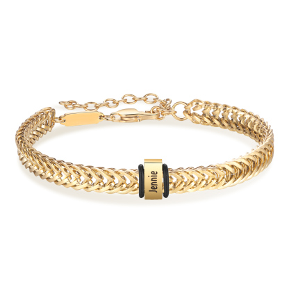 Personalised Men's Beaded Bracelet Custom 2 Names Adjustable Bracelets Stainless Steel Gifts for Him-Jessemade AU