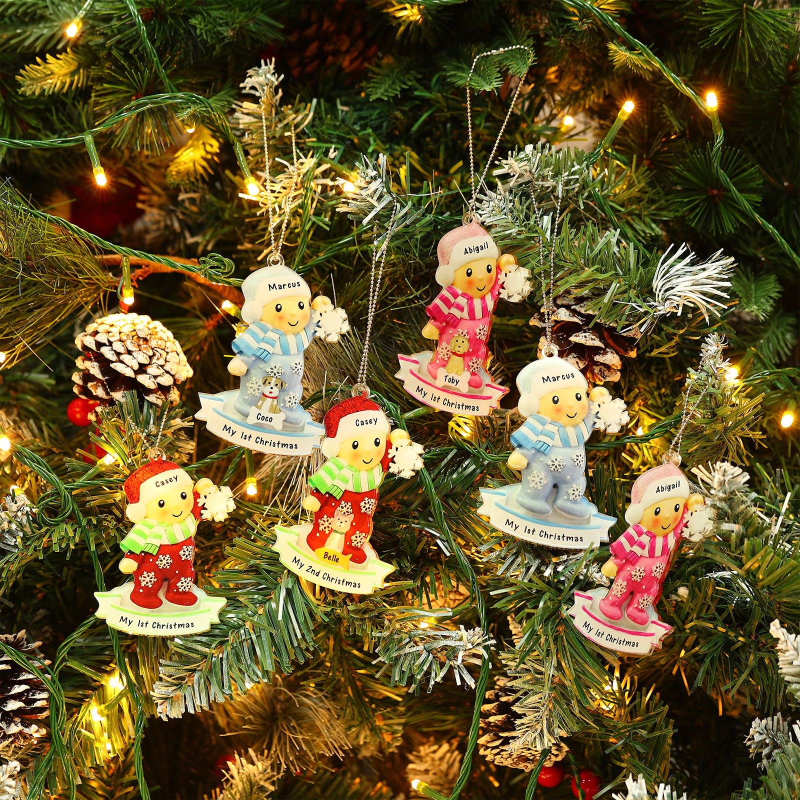My First Christmas Personalised Acrylic Christmas Ornament Customised Name & Text Hanging Ornaments Christmas Gift for Boys Girls Babies-Jessemade AU