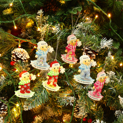 My First Christmas Personalised Acrylic Christmas Ornament Customised Name & Text Hanging Ornaments Christmas Gift for Boys Girls Babies-Jessemade AU