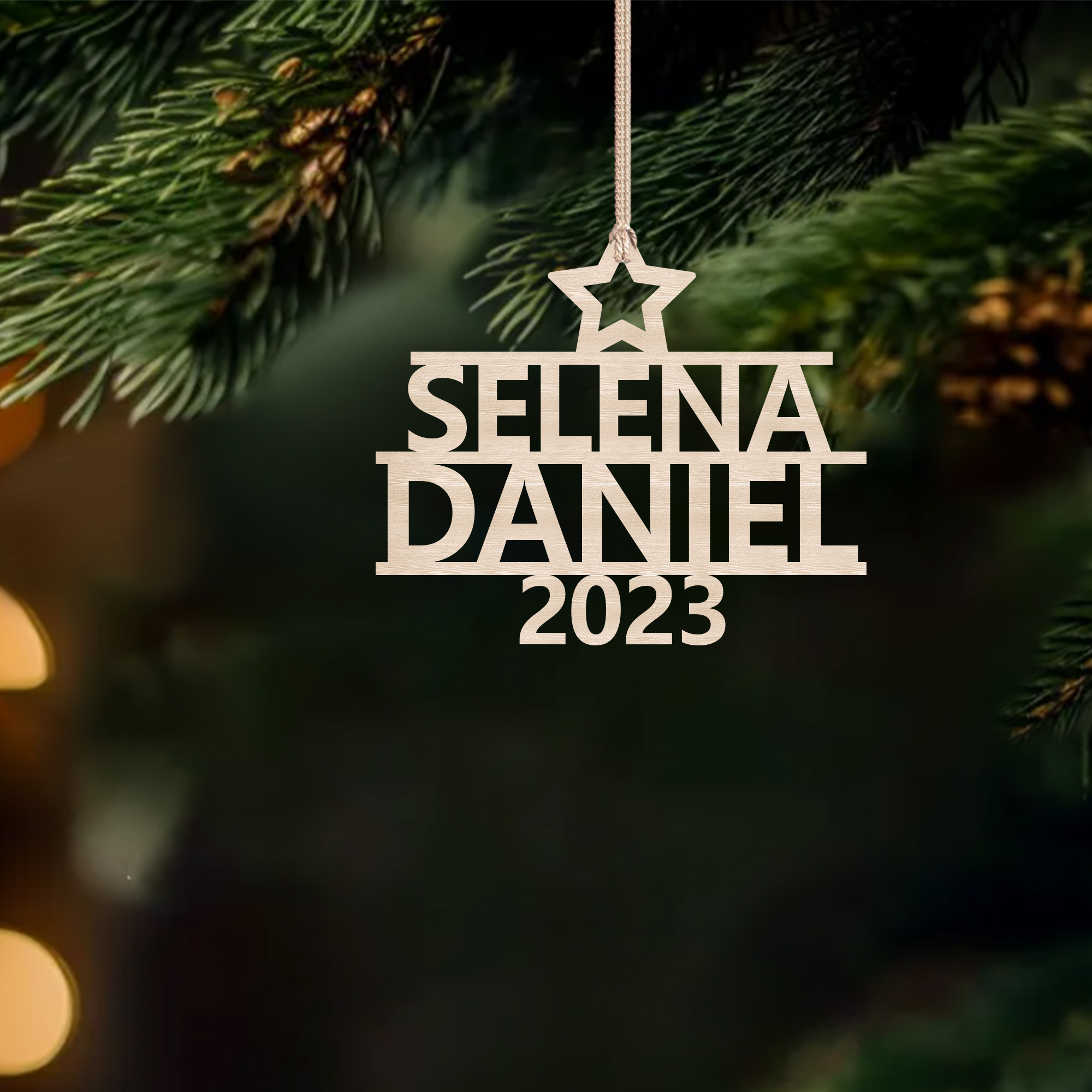 2 Names - Personalised Christmas Tree Ornaments Customised Name Xmas Wooden Decor Gifts for Family Friends-Jessemade AU