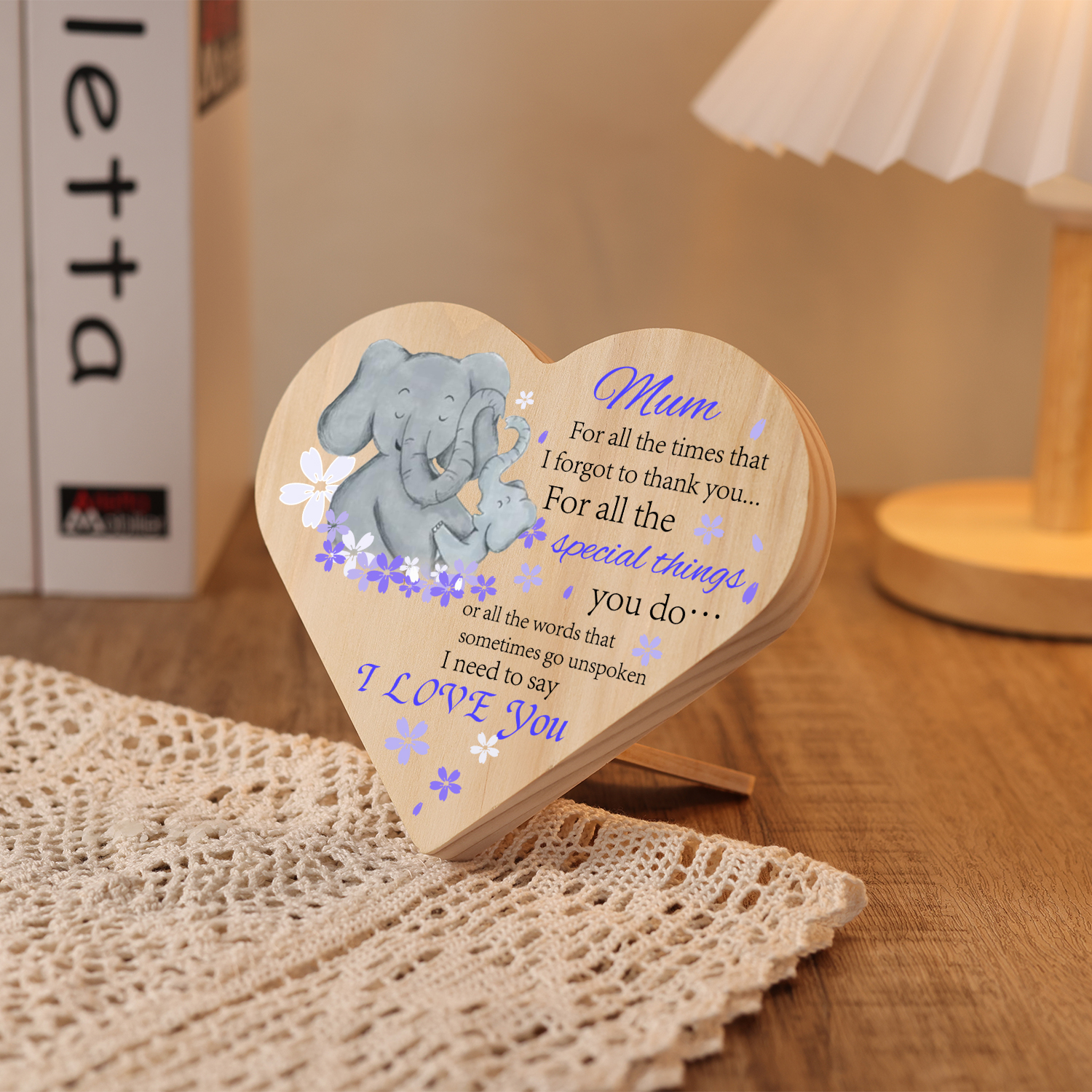 To My Mum Wooden Heart Keepsake Desktop Ornament "For all the times I forgot to thank you" Mothers Gifts-Jessemade AU