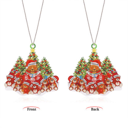 7 Names - Personalised Acrylic Christmas Bear Ornaments Customised Text & Name Xmas Pendant Gifts for Family-Jessemade AU