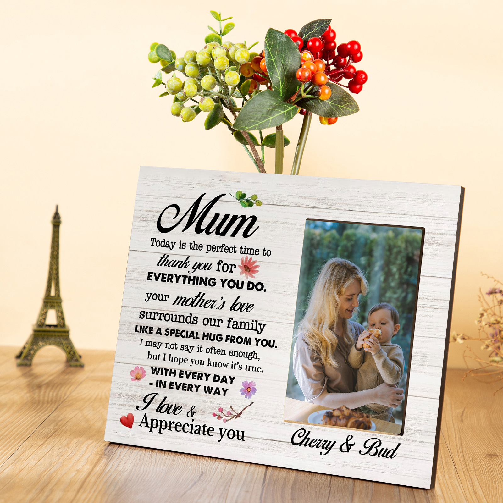 Personalised Photo & Text Wooden Plaque Home Decoration Gifts for Mom/Mum - Today Is The Perfect Time To Thank You For Everything You Do-Jessemade AU