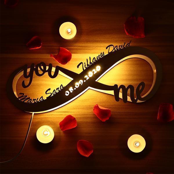 Custom Infinity I Love You Night Light Engraved Wood Lamp-Jessemade AU