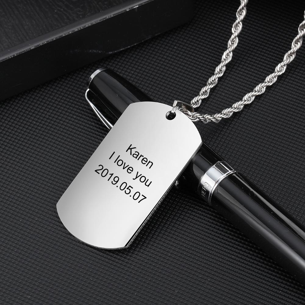 Personalised Tag Necklace Custom Black-White Photo Necklace Gifts for Him-Jessemade AU