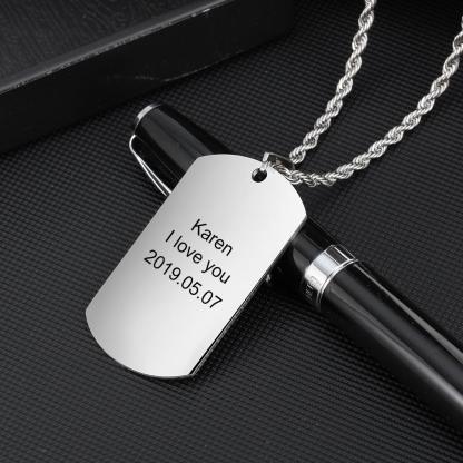 Personalised Tag Necklace Custom Black-White Photo Necklace Gifts for Him-Jessemade AU