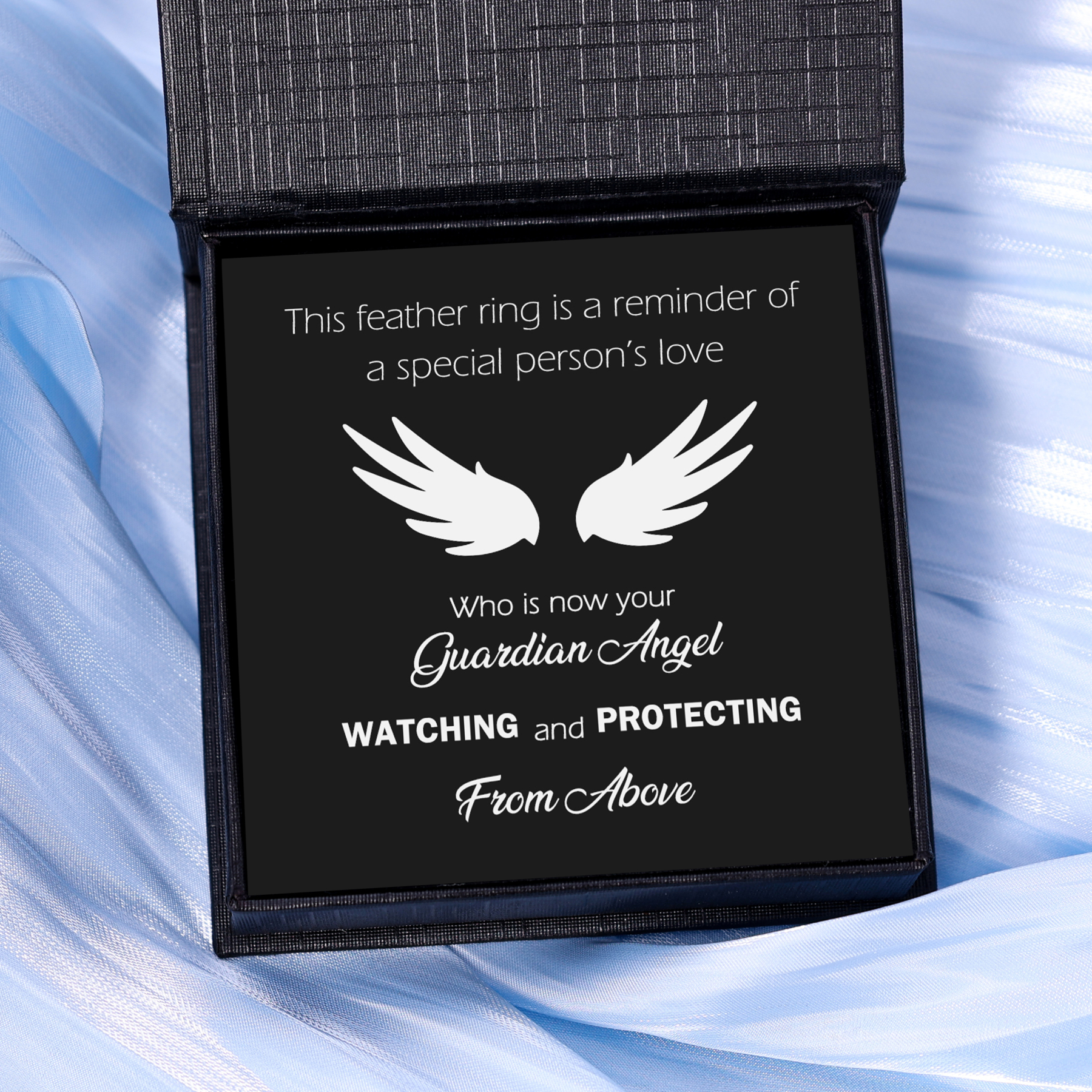 Memorial Feather Ring Open Ring Gift for Her - Your Guardian Angel Watching And Protecting From Above-Jessemade AU