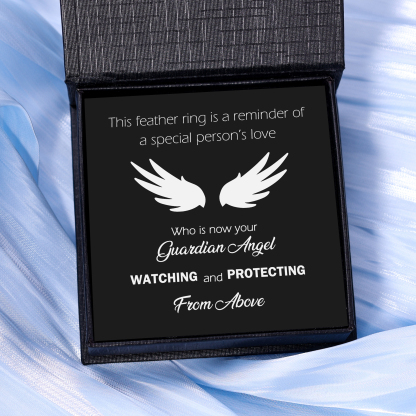 Memorial Feather Ring Open Ring Gift for Her - Your Guardian Angel Watching And Protecting From Above-Jessemade AU