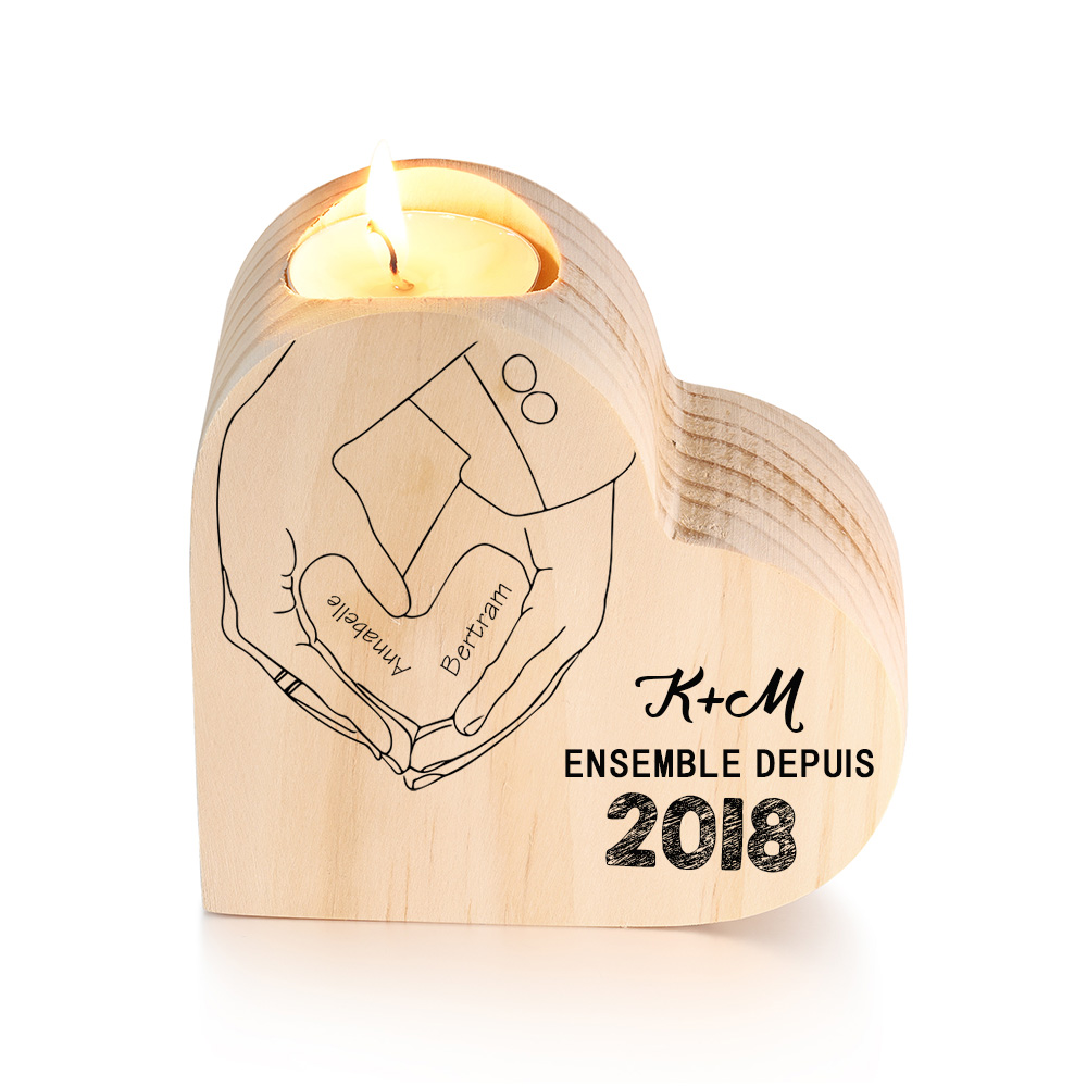 Couple Wooden Heart Candle Holder Hand Gesture Heart Promise Candlesticks-Jessemade AU