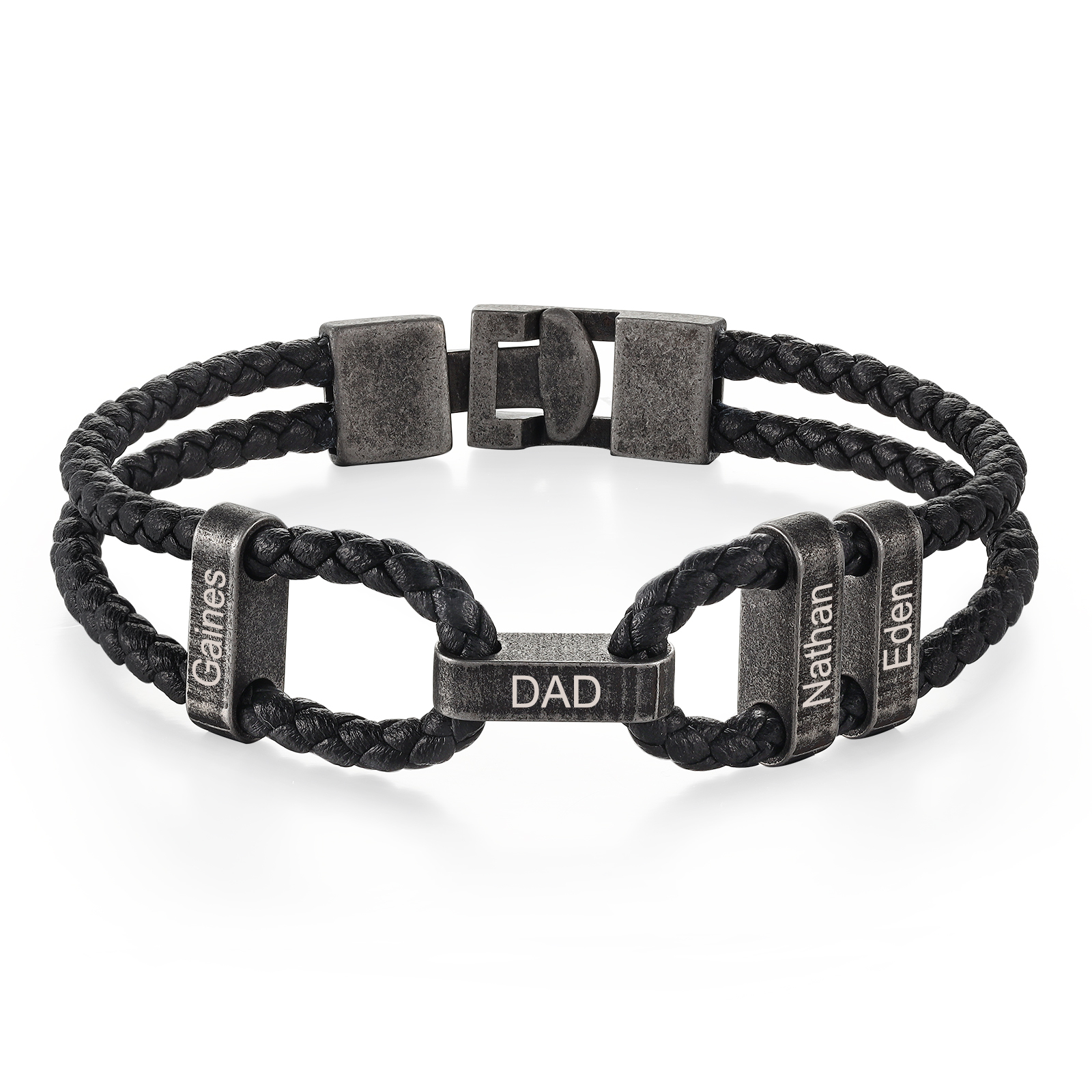 4 Names - Vintage Men's Leather Bracelet Custom Name Bracelet Two Layers Bracelet Personalised Gift for Him-Jessemade AU