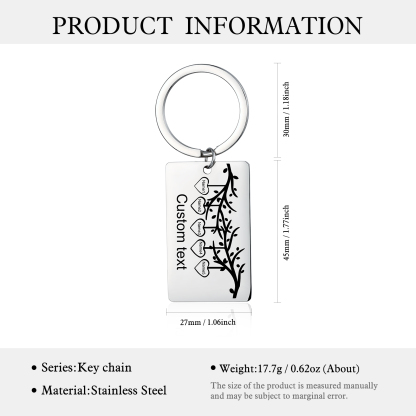 Custom Family Tree Keychain with 5 Names Personalised Dog Tag keyring-Jessemade AU