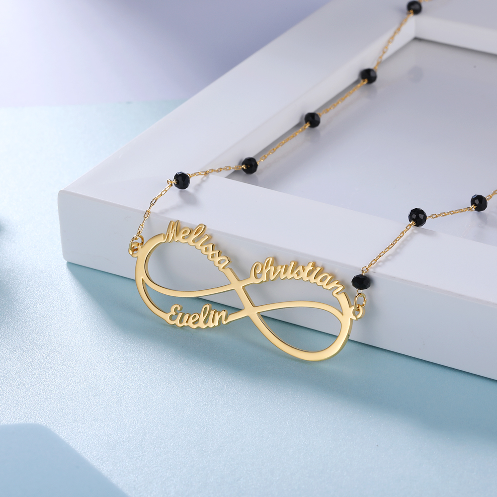 Personalised Infinity Necklace Custom 3 Names Necklace Gift For Women-Jessemade AU
