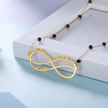 Personalised Infinity Necklace Custom 3 Names Necklace Gift For Women-Jessemade AU