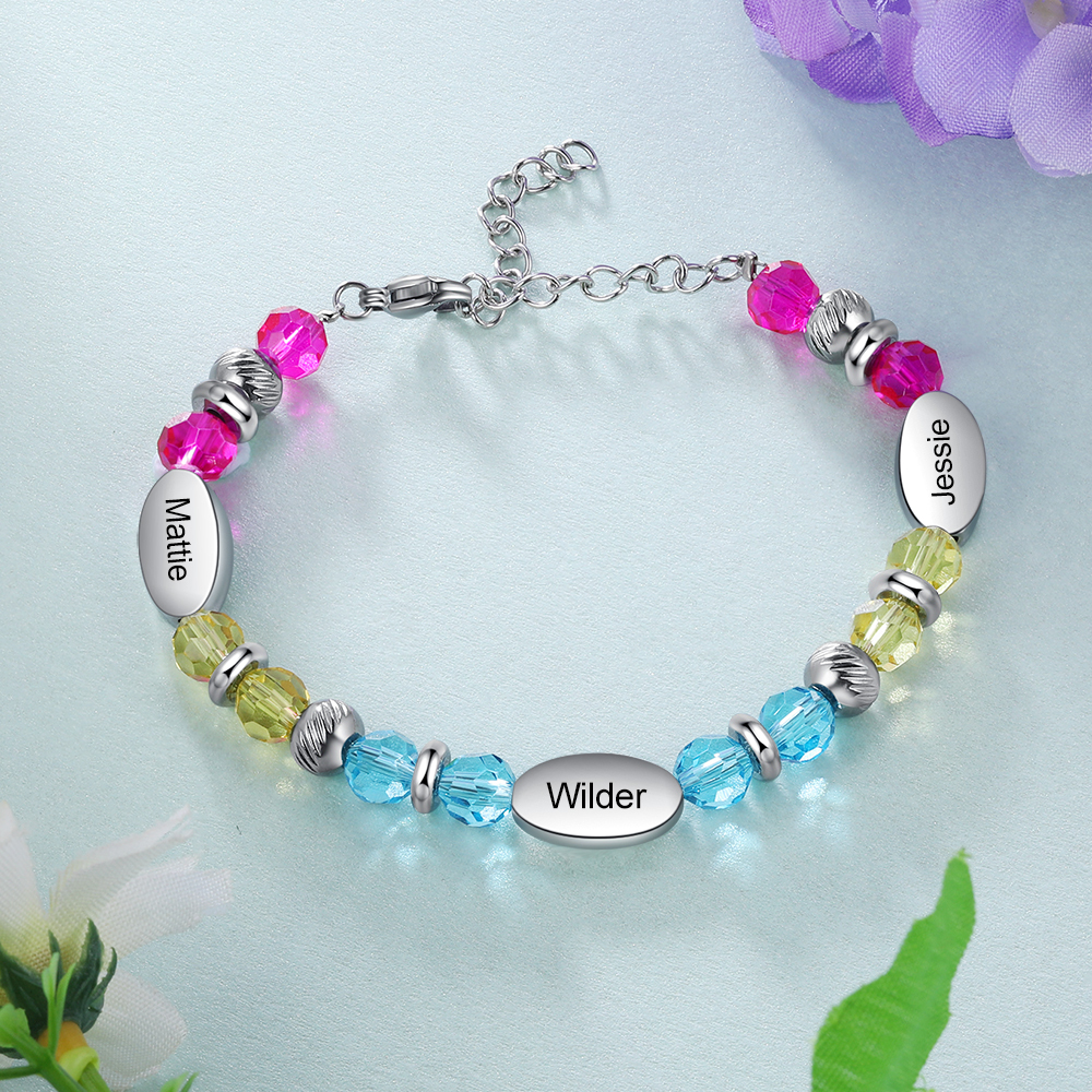 Personalised Bead Bracelet Custom Name Flower Colourful Bracelet for Kids-Jessemade AU
