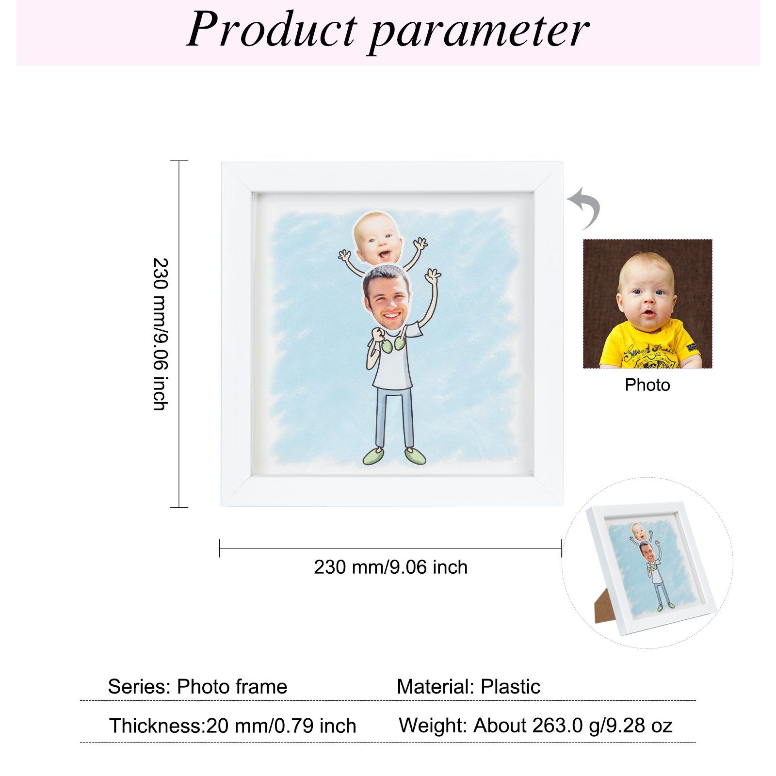 Personalised Family Stereo Photo Frame With Dog-Jessemade AU