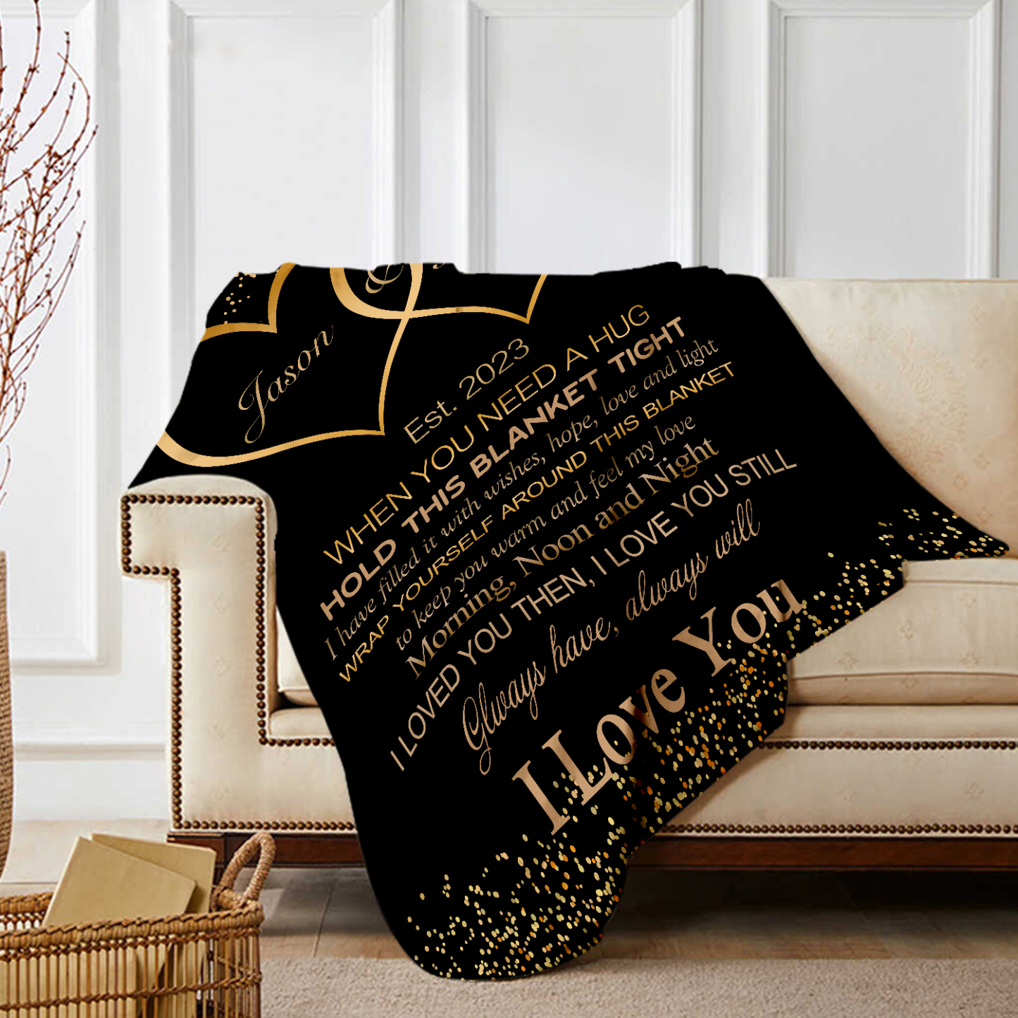 Personalised Couple Blanket Customised 2 Names Blanket Valentine's Day Anniversary Gift for Couples-Jessemade AU